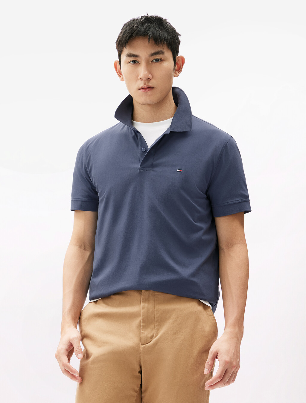 Cool Touch Silk Blend Polo, Faded Indigo, hi-res