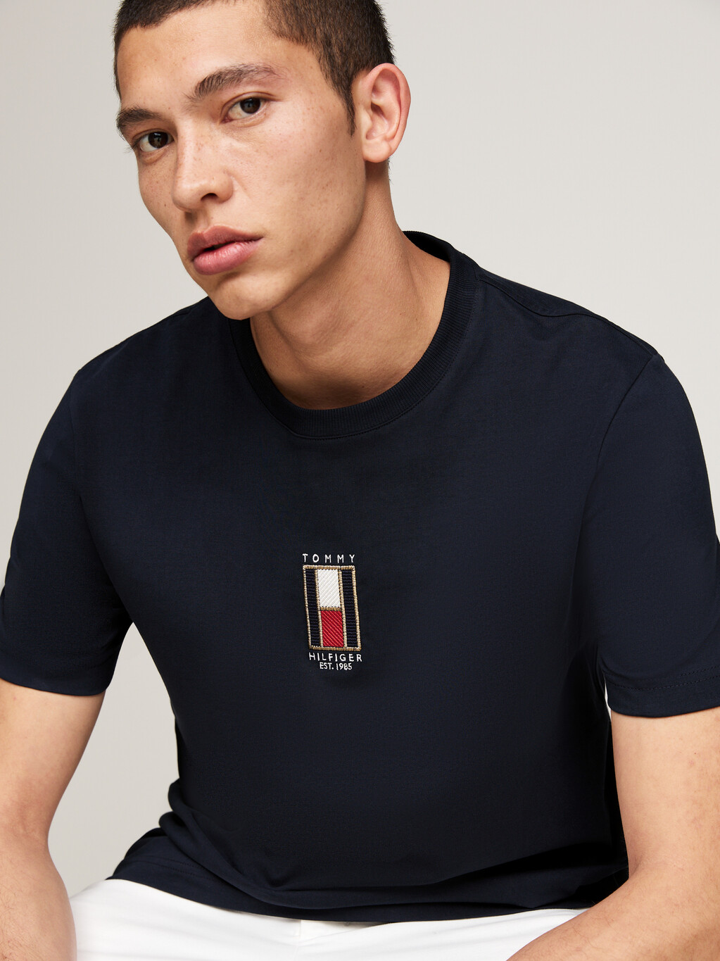 Vertical Flag Embroidery T-Shirt, Desert Sky, hi-res