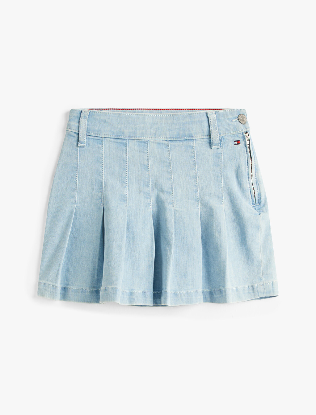 Denim Pleated Skirt, Drapeylight, hi-res