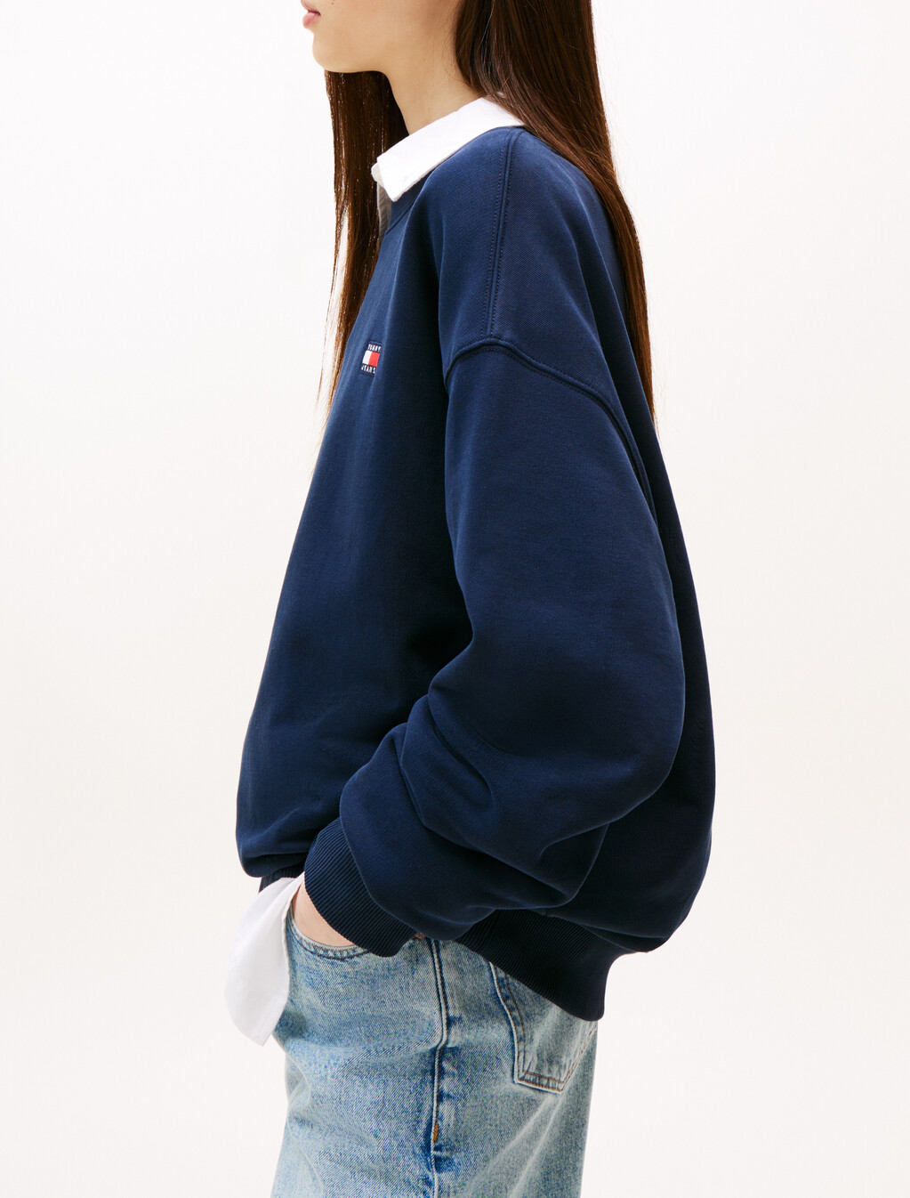 Logo Badge Relaxed Sweatshirt, Dark Night Navy, hi-res