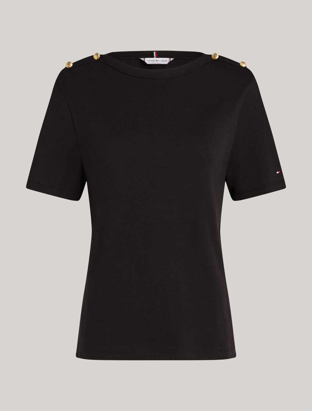 Stripe Boat Neck Relaxed T-Shirt, Black, hi-res