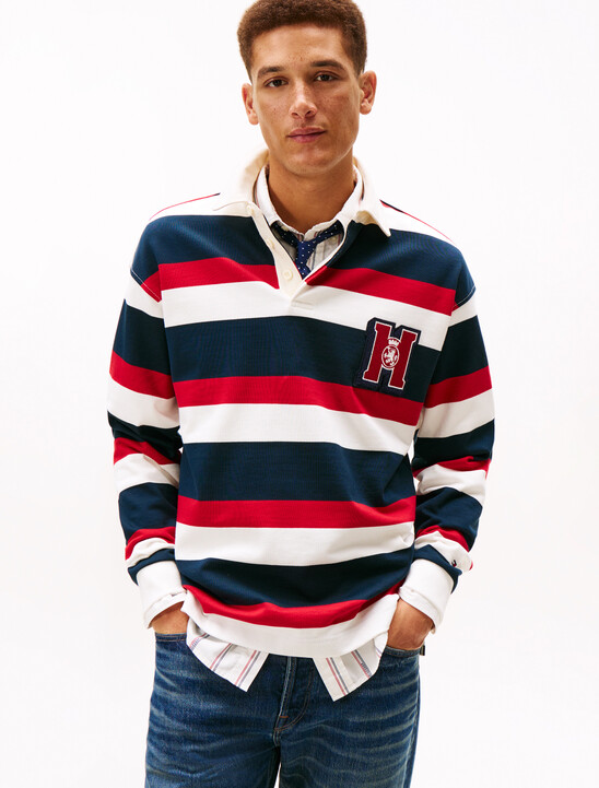 Logo Appliqu&eacute; Stripe Relaxed Rugby Shirt