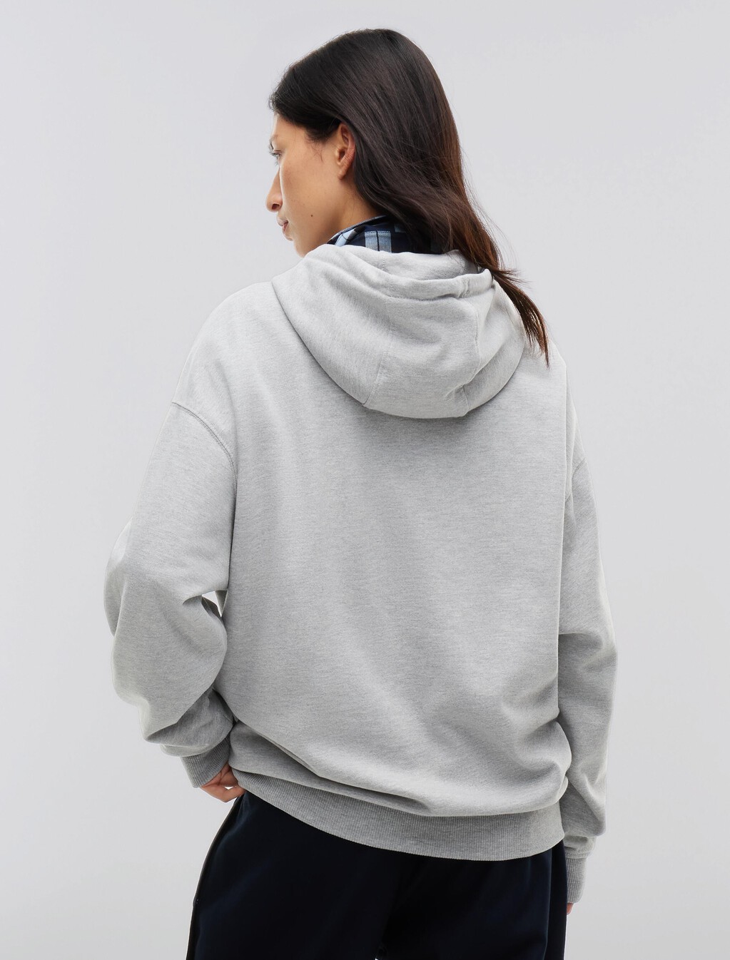 Washed Flag Logo Fleece Relaxed Hoody, Grey Heather, hi-res