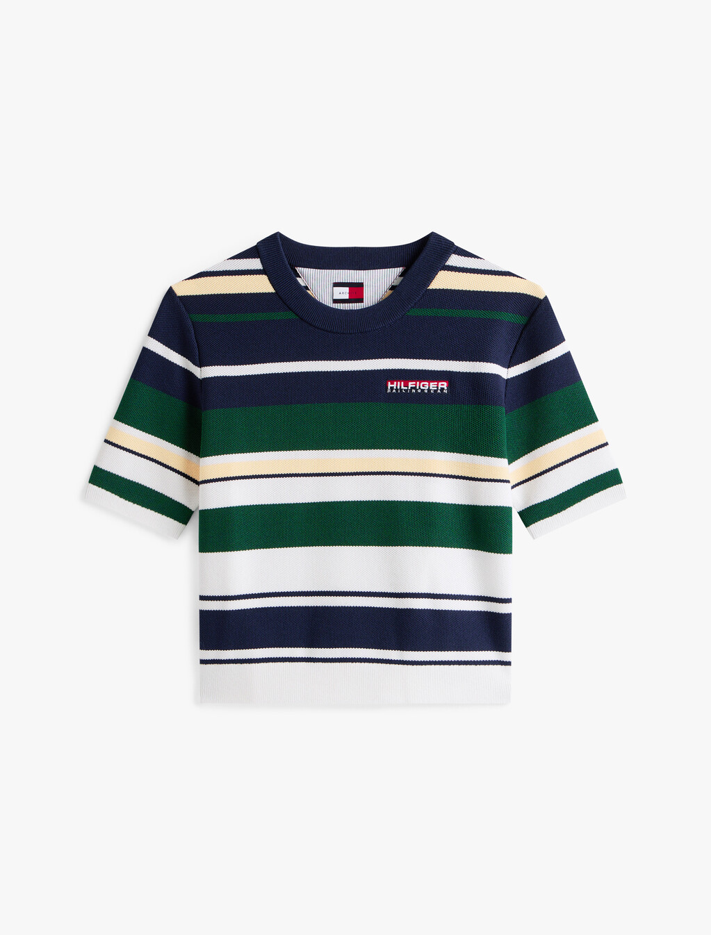Hilfiger Sailing Cropped Short Sleeve Jumper, Yale Navy / Multi, hi-res