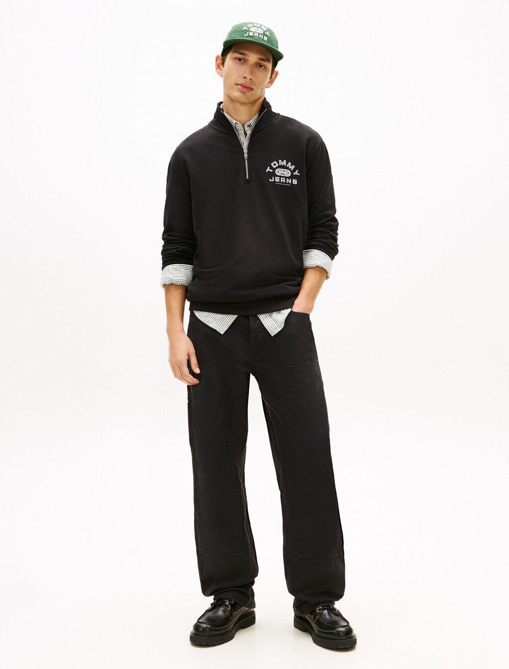 Jaimie Relaxed Twill Carpenter Trousers, Black, hi-res