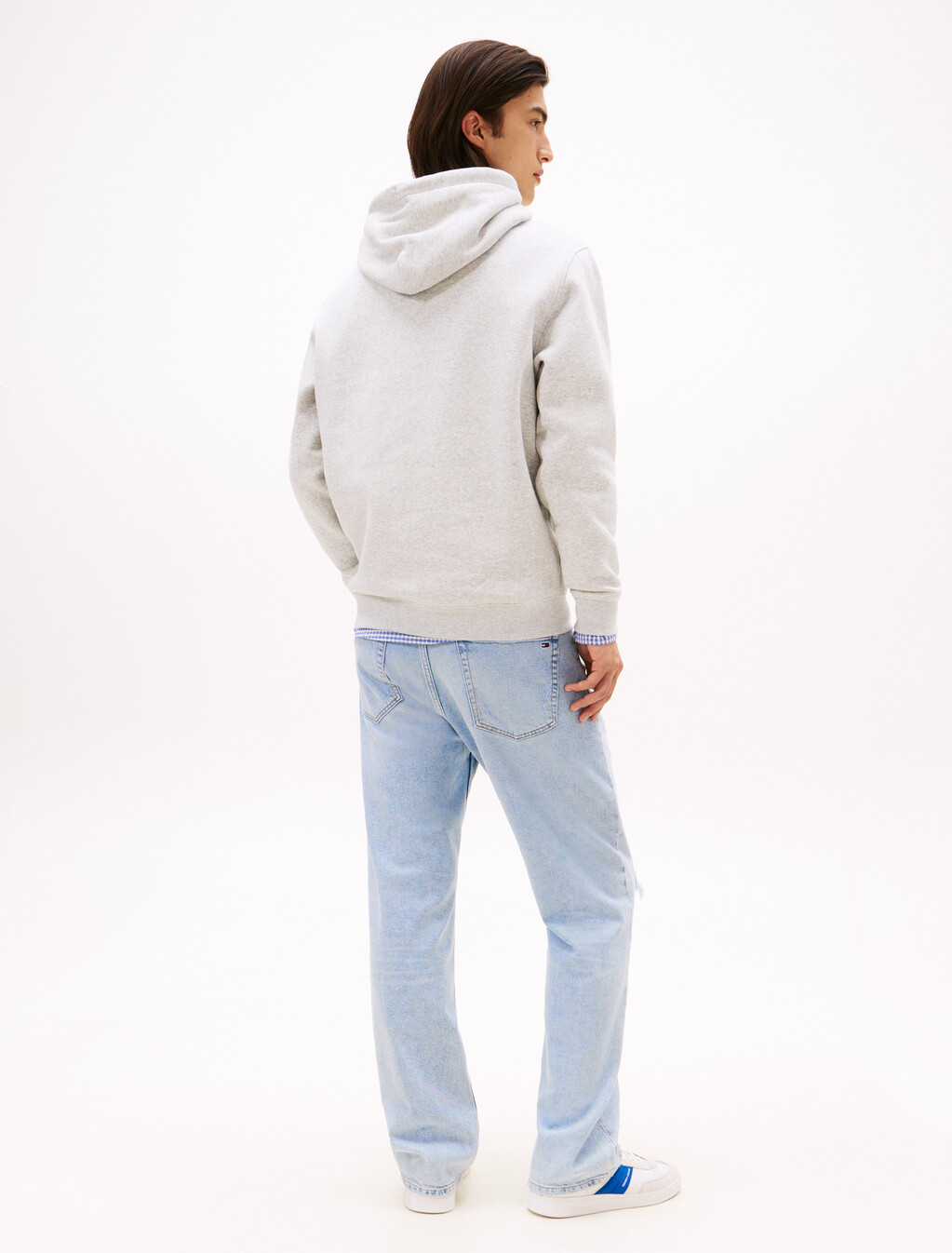 Linear Logo Embroidery Kangaroo Pocket Hoody, Lt Grey Htr Multi, hi-res