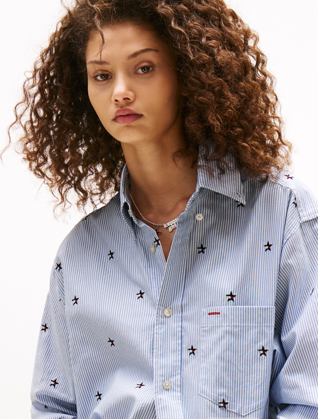 Tommy Girl Oversized Ithaca Stripe Star Embroidery Shirt, Ithaca, hi-res