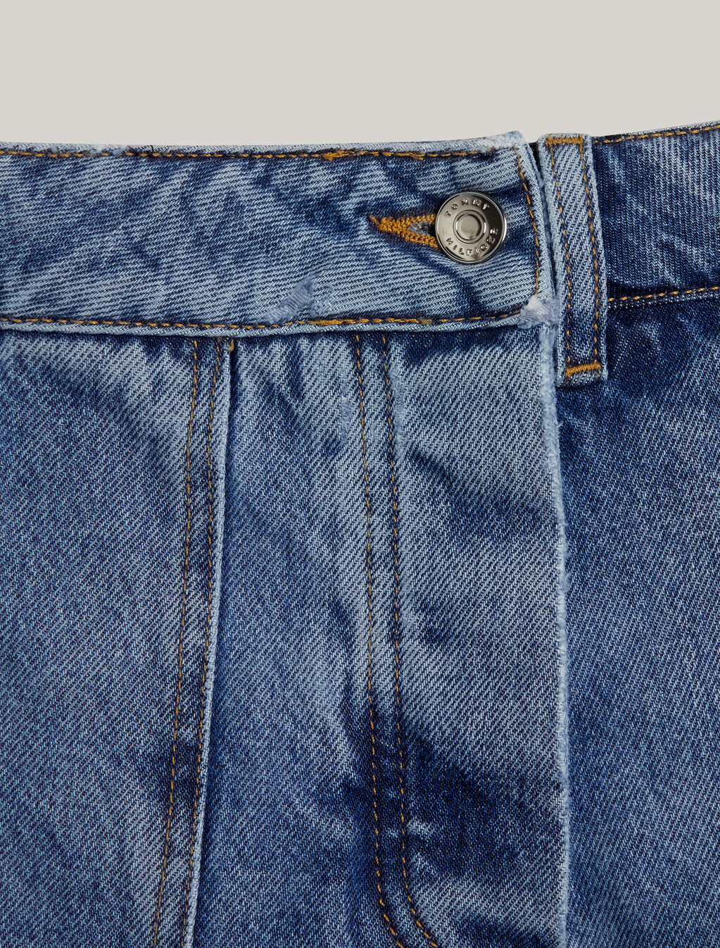 Pleated Denim Mini Skirt, Indigo, hi-res