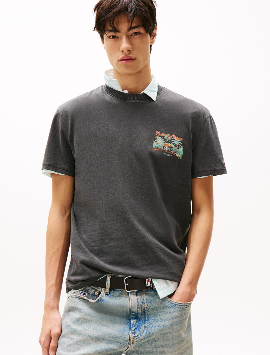 Cabana Print Back Graphic T-Shirt, Black, hi-res
