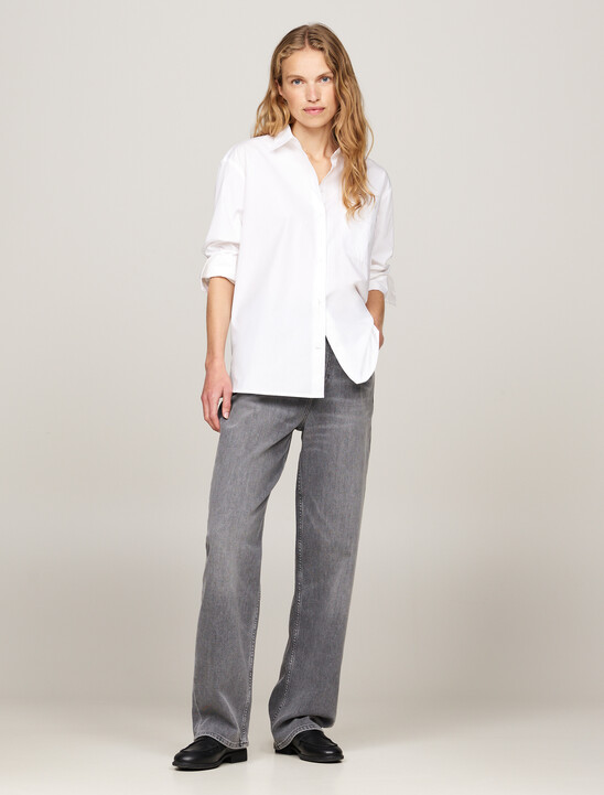 High Rise Relaxed Straight Faded Jeans