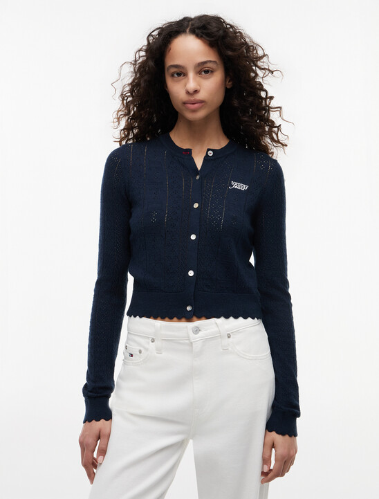 Slim Pointelle Flag Cardigan