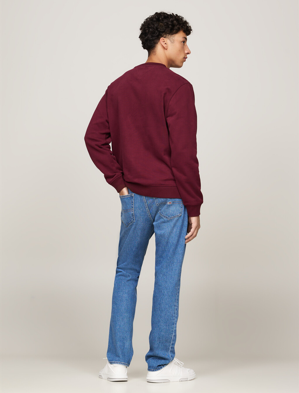 Logo Embroidery Crew Neck Sweatshirt, Deep Rouge, hi-res