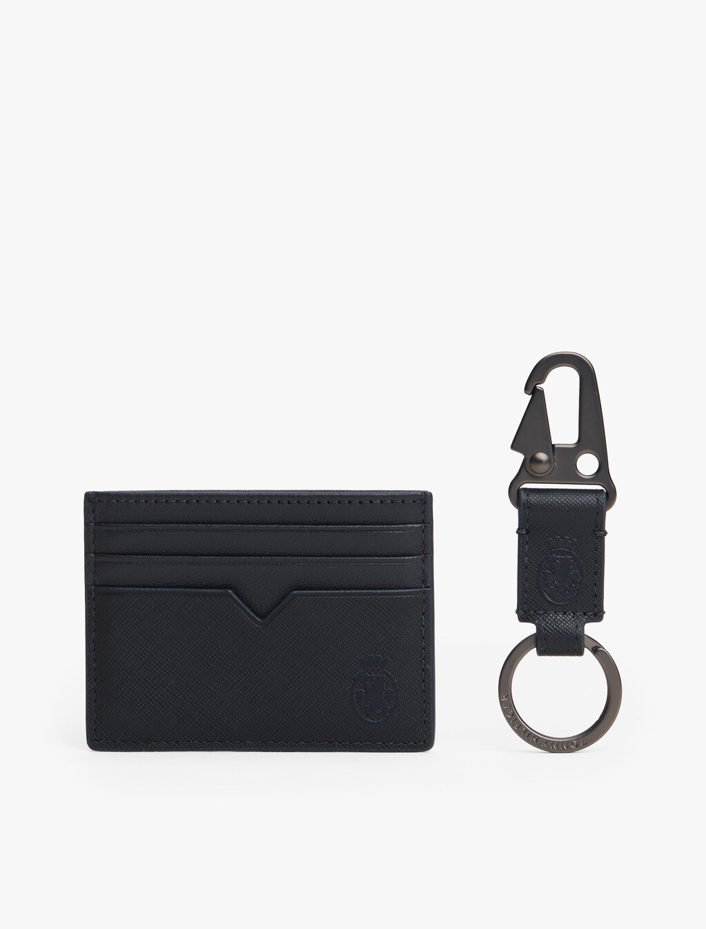 Leather Card Holder And Key Fob Set, Space Blue, hi-res