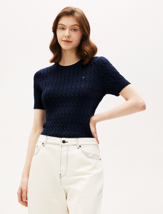 Cable Knit Short Sleeve Jumper