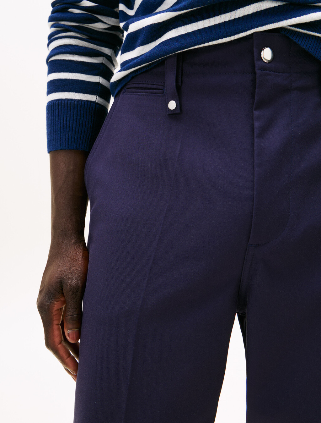 The Runway Collection Oversized Cropped Turn-Up Chinos, Carbon Navy, hi-res