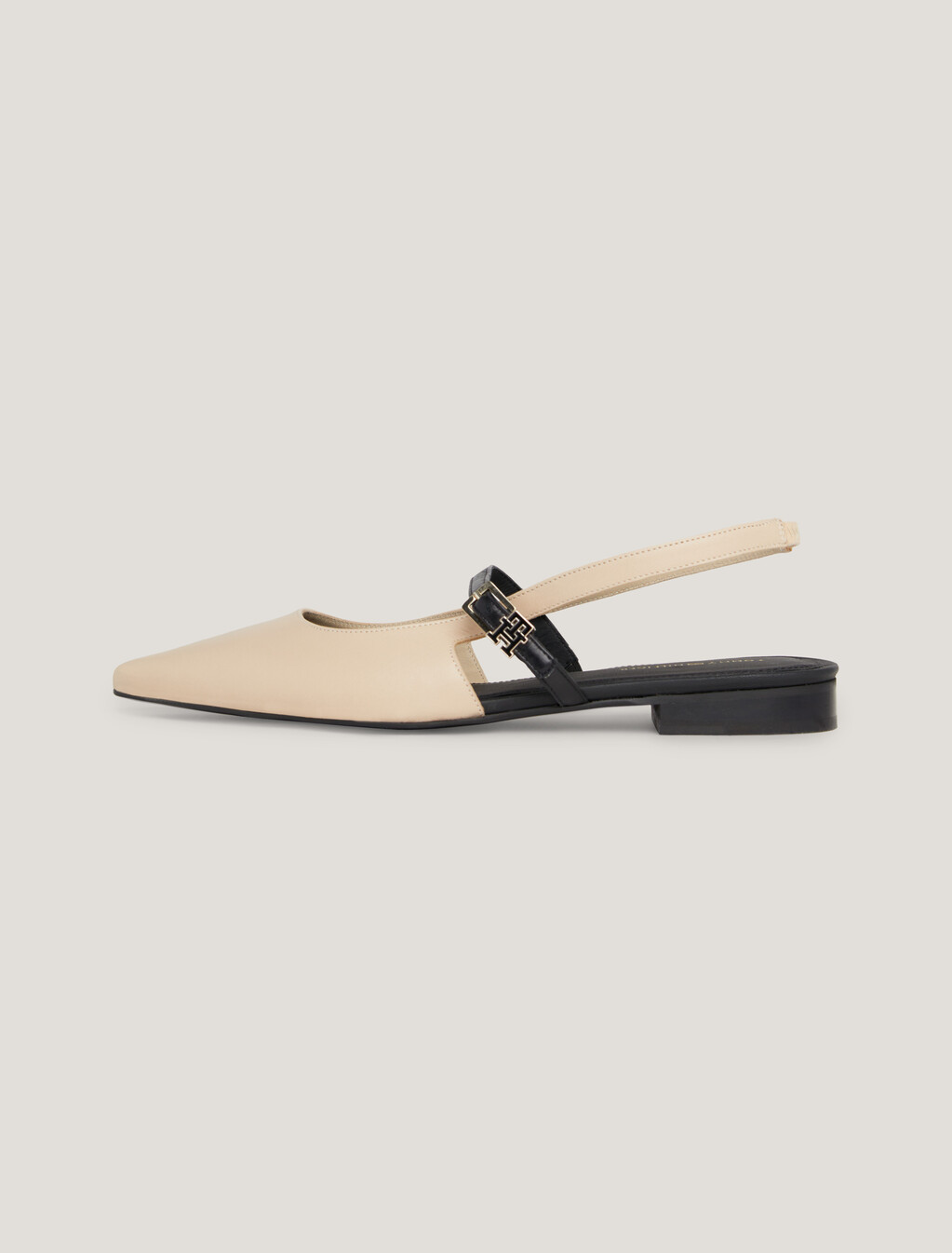 Leather Bi-Colour Slingback Pointed Toe Ballerinas, White Clay, hi-res