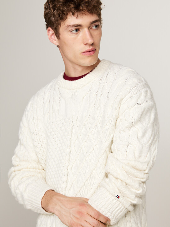 Wool Rich Cable Knit V-Neck Jumper