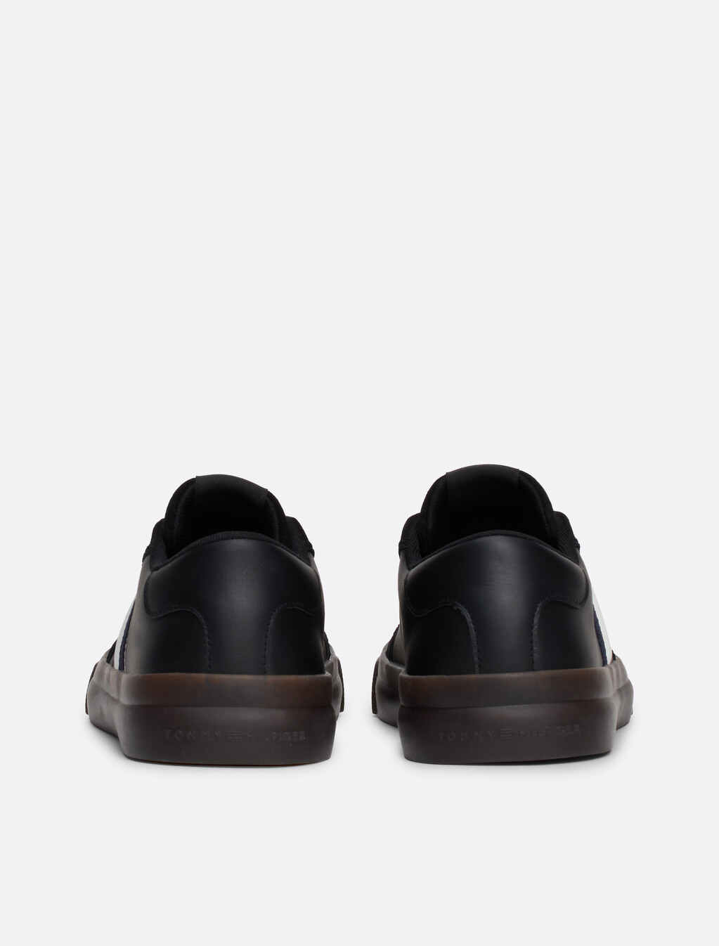 Leather Signature Tape Lace-Up Trainers, Black, hi-res