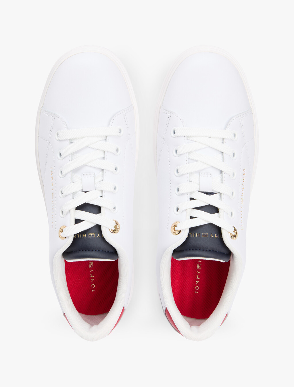 Leather Metallic Logo Cupsole Trainers, Rwb, hi-res