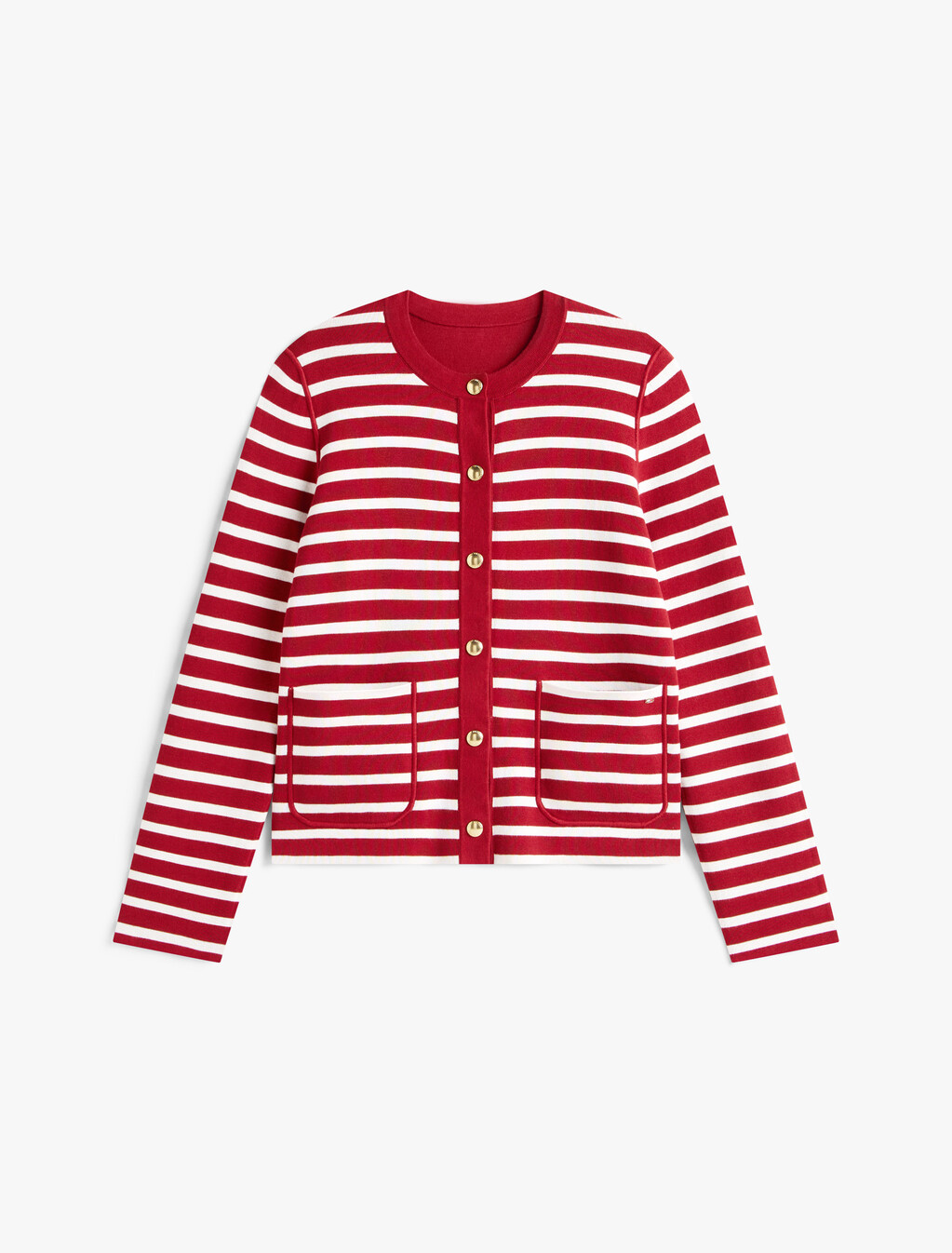 Reversible Cardigan, Br Stp Regatta Red / Ivory Silk, hi-res