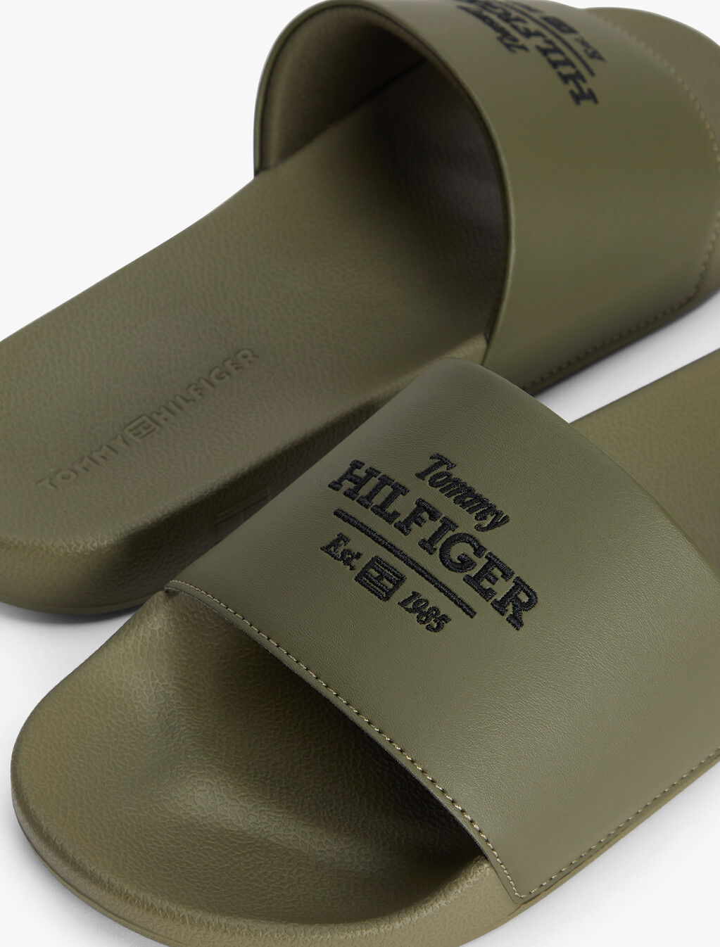 Logo Embroidery Pool Slides, Army Green, hi-res