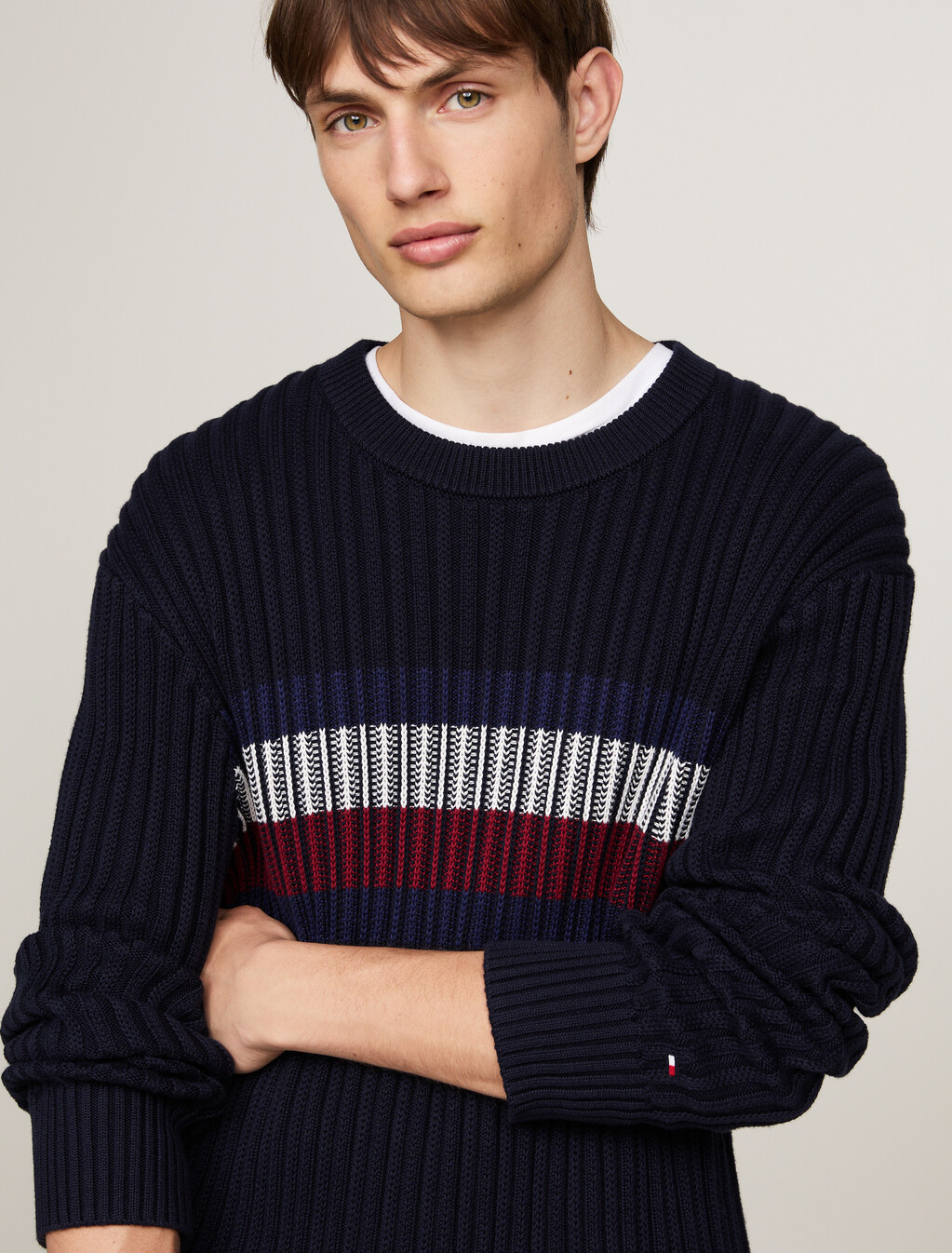 Chunky Rib-Knit Relaxed Jumper, Desert Sky, hi-res