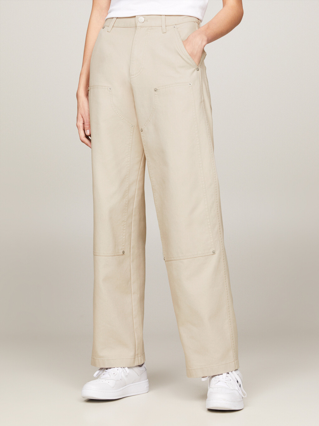 Dual Gender Oversized Twill Carpenter Trousers, Buckwheat, hi-res