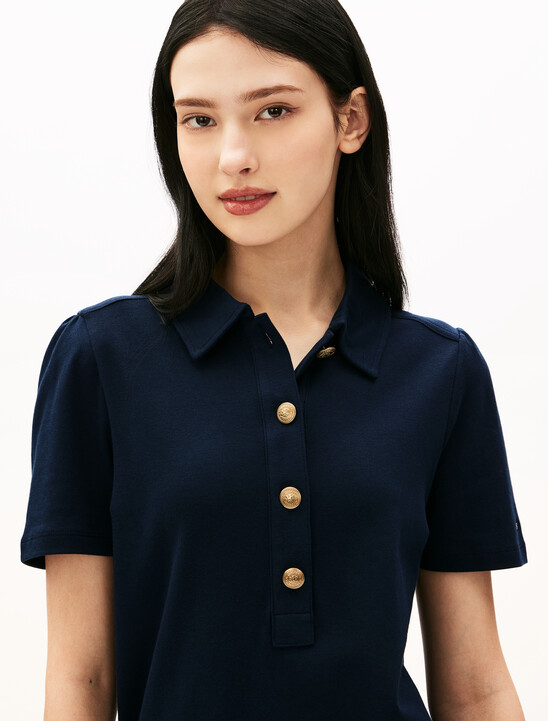 Golden Button Polo Dress