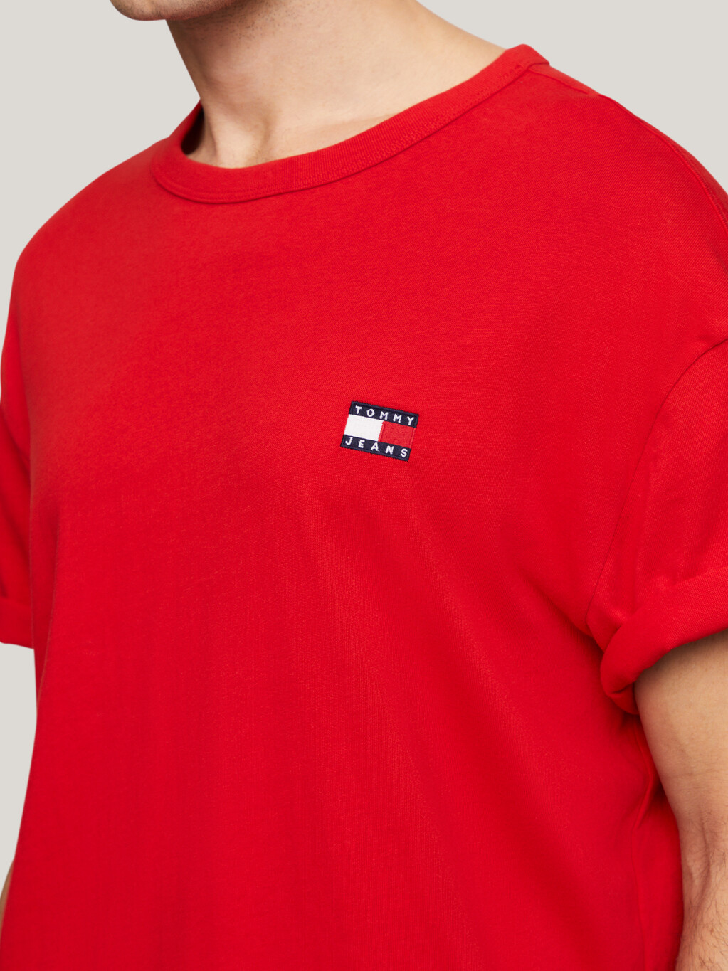 Badge Embroidery Crew Neck T-Shirt, Deep Crimson, hi-res