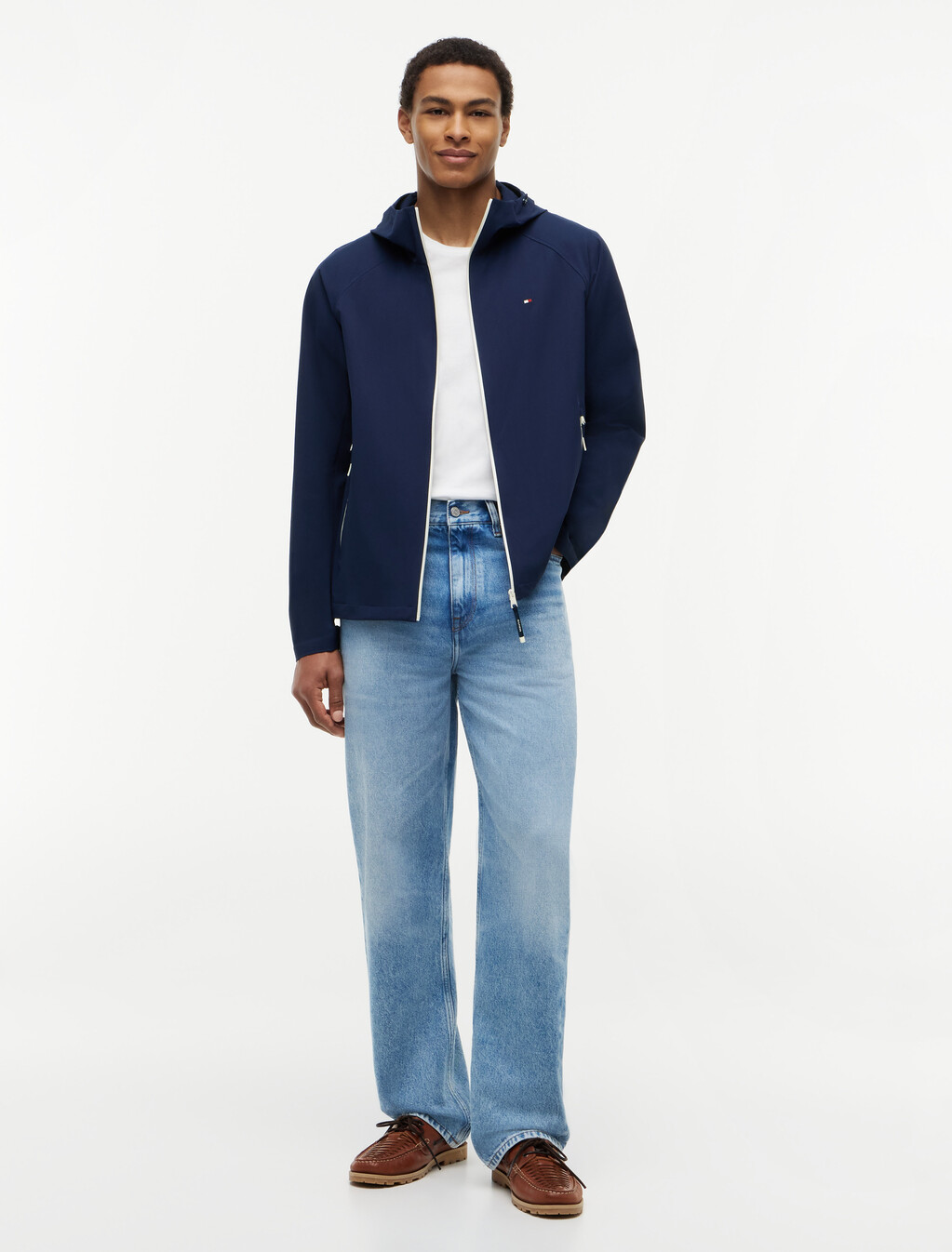 Performance Tech Hooded Zip-Thru Jacket, Carbon Navy, hi-res