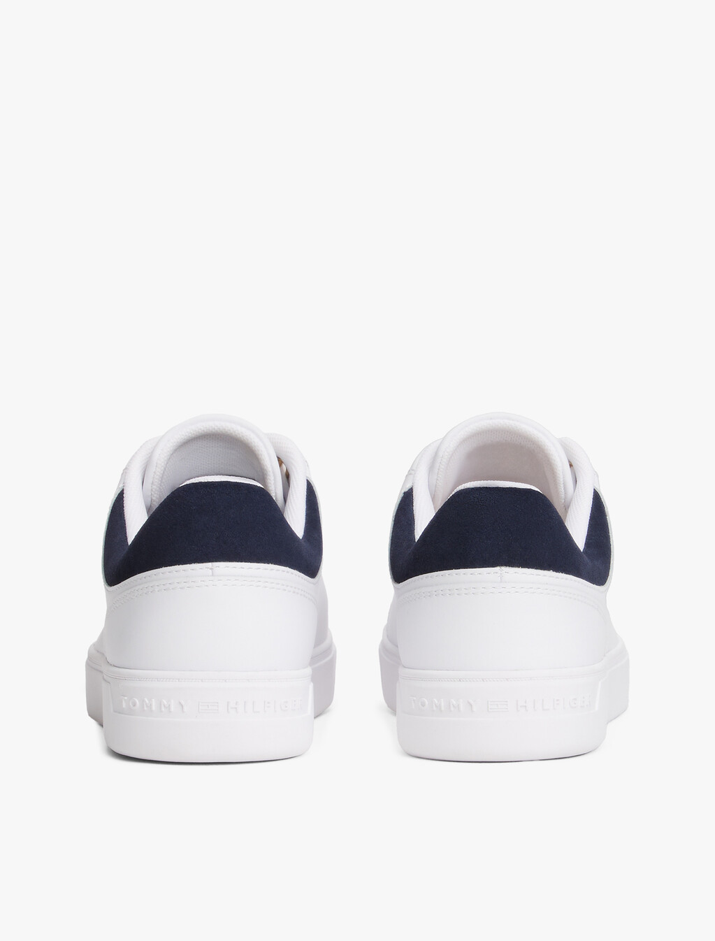Leather Cupsole Trainers, White / Space Blue, hi-res