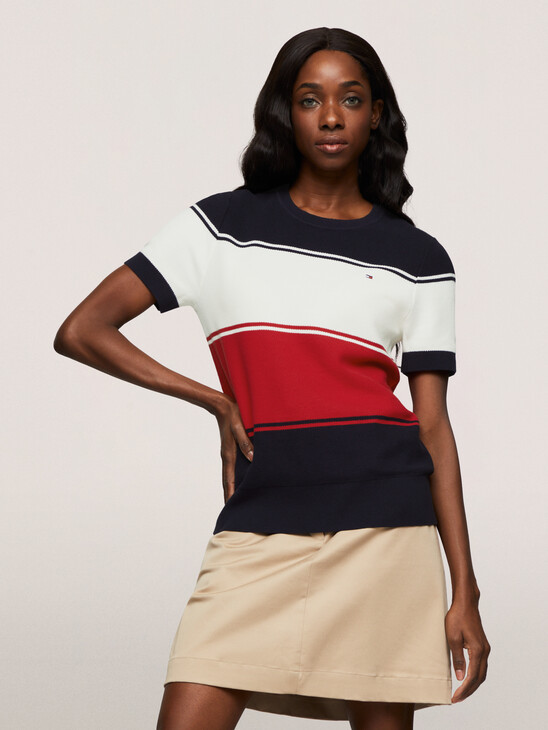 Rugby Stripe Short Sleeve Sweater