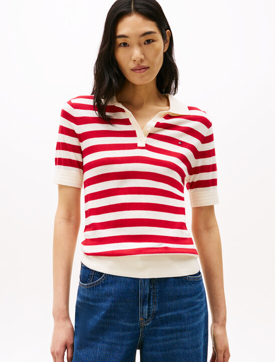 Short Sleeve Polo Collar Jumper
