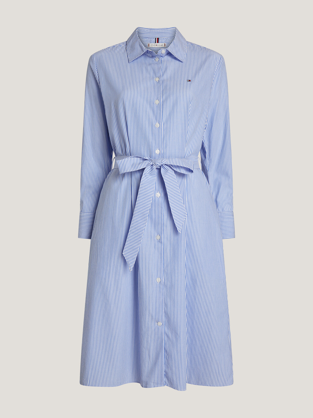 Stripe Belted Shirt Dress, Blue Spell Ithaca Stp, hi-res