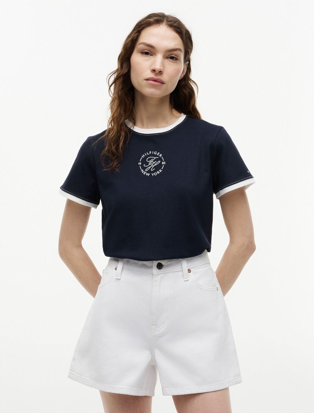 Logo Embroidery Ringer T-Shirt, Dark Night Navy, hi-res