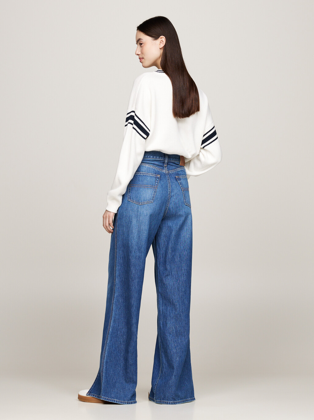 Claire Front Split Wide Leg Jeans, Denim Medium, hi-res