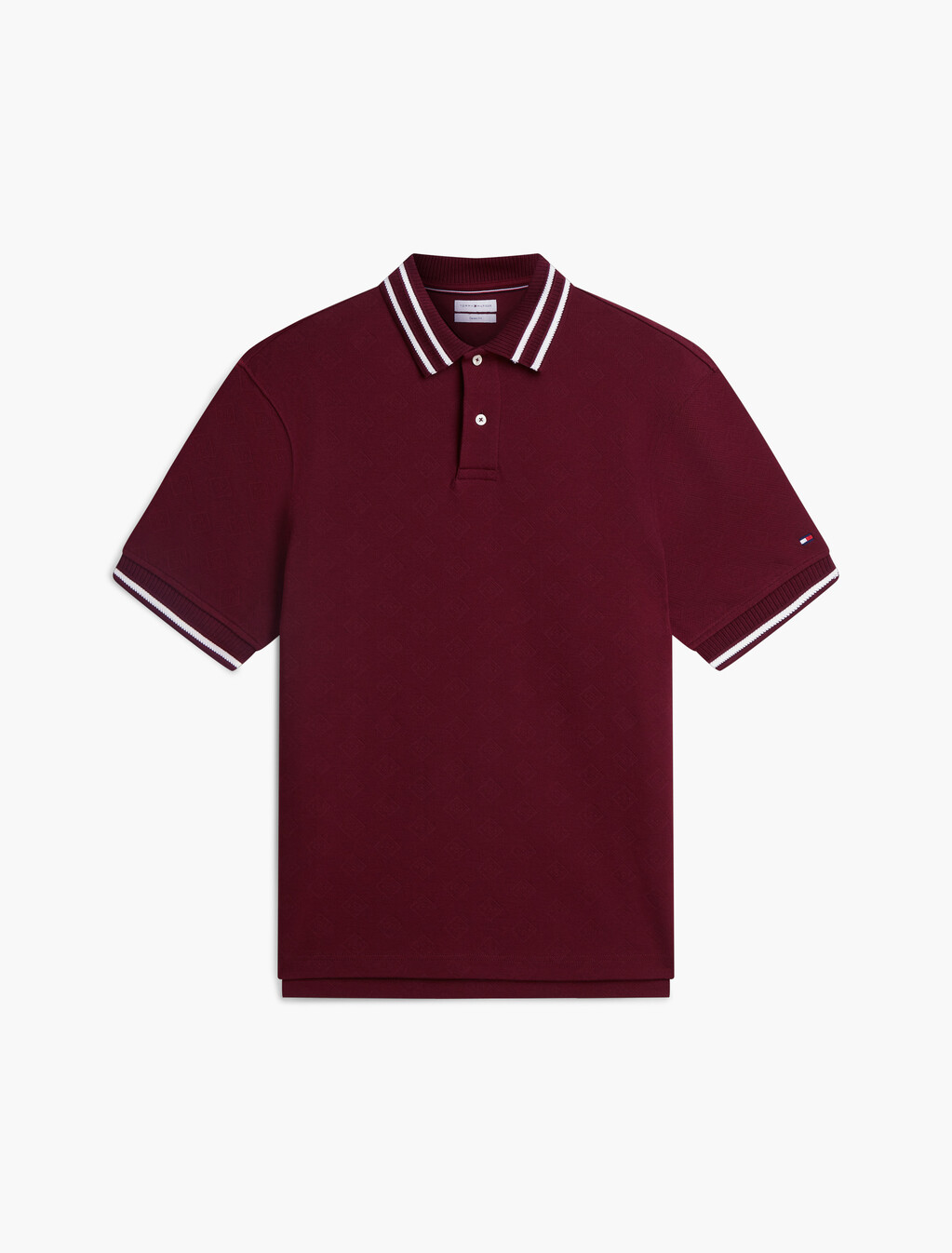 Relaxed Fit Foulard Jacquard Polo Shirt, Burgundy, hi-res