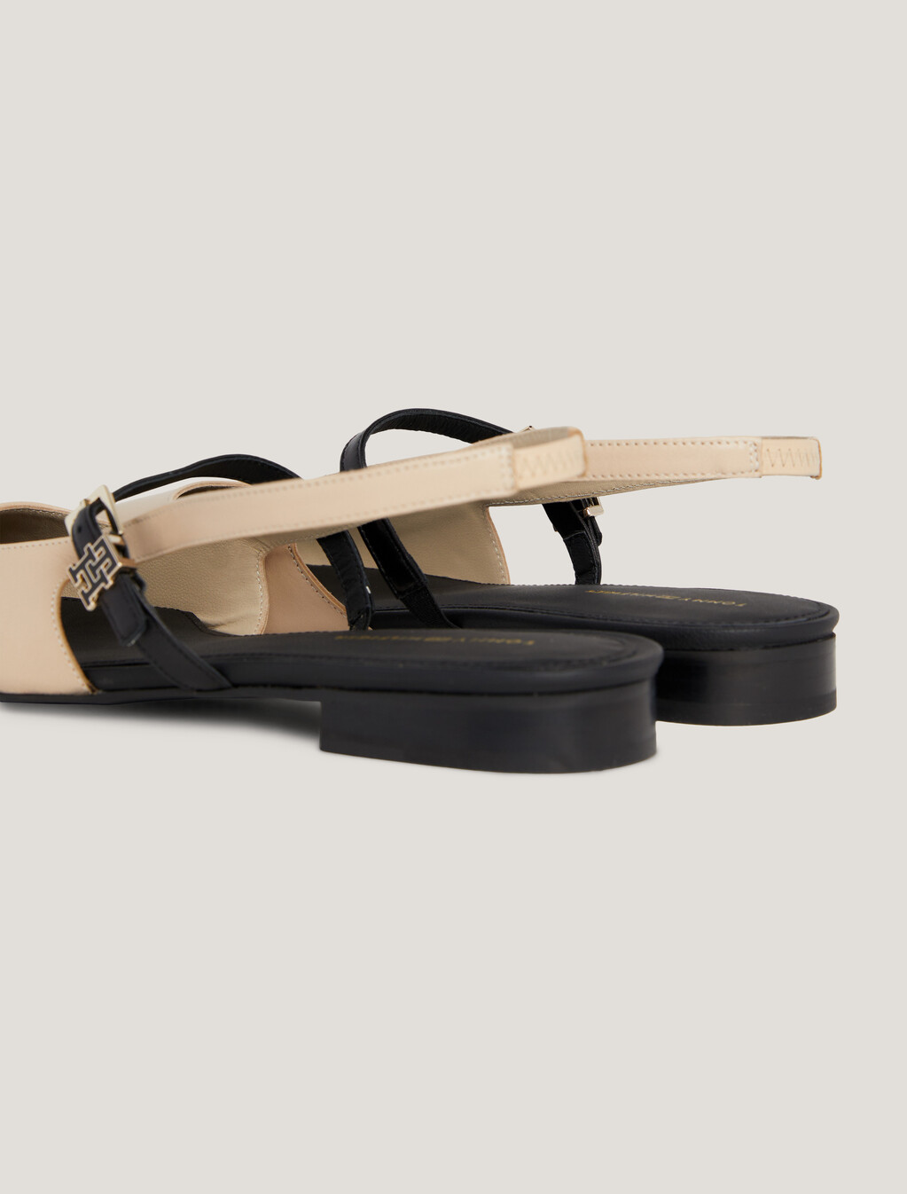 Leather Bi-Colour Slingback Pointed Toe Ballerinas, White Clay, hi-res
