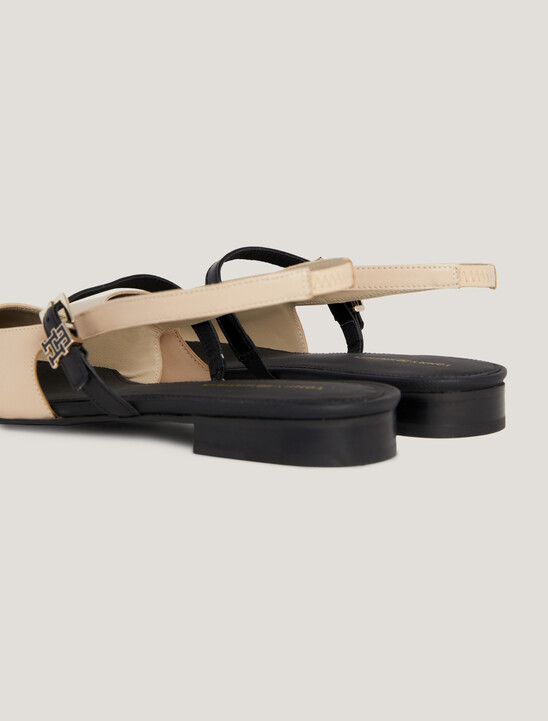 Leather Bi-Colour Slingback Pointed Toe Ballerinas