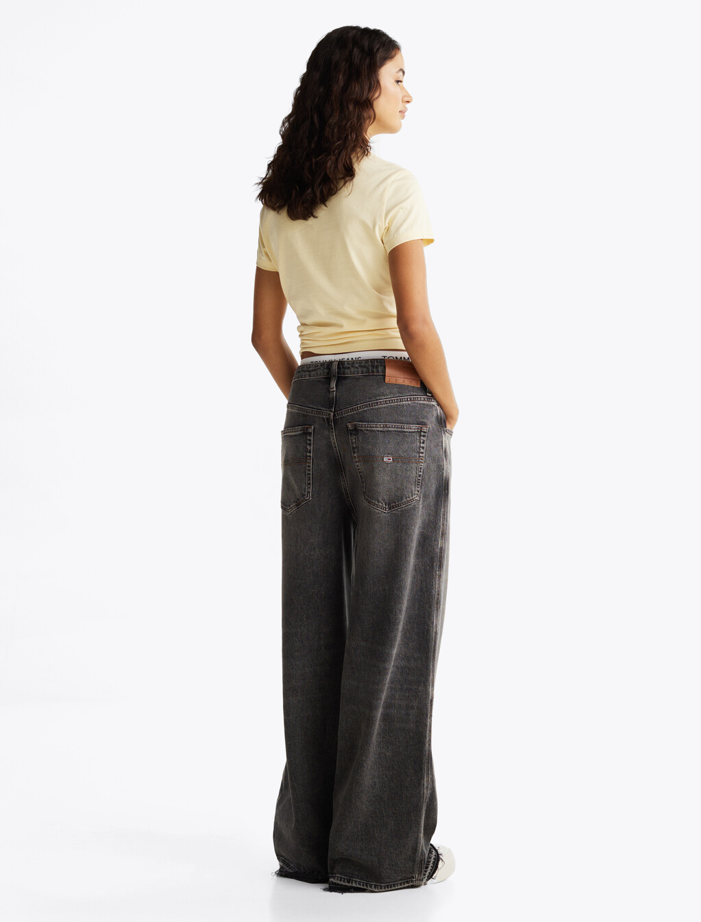 Charlie Frayed Mid Rise Wide Jeans, Denim Black, hi-res