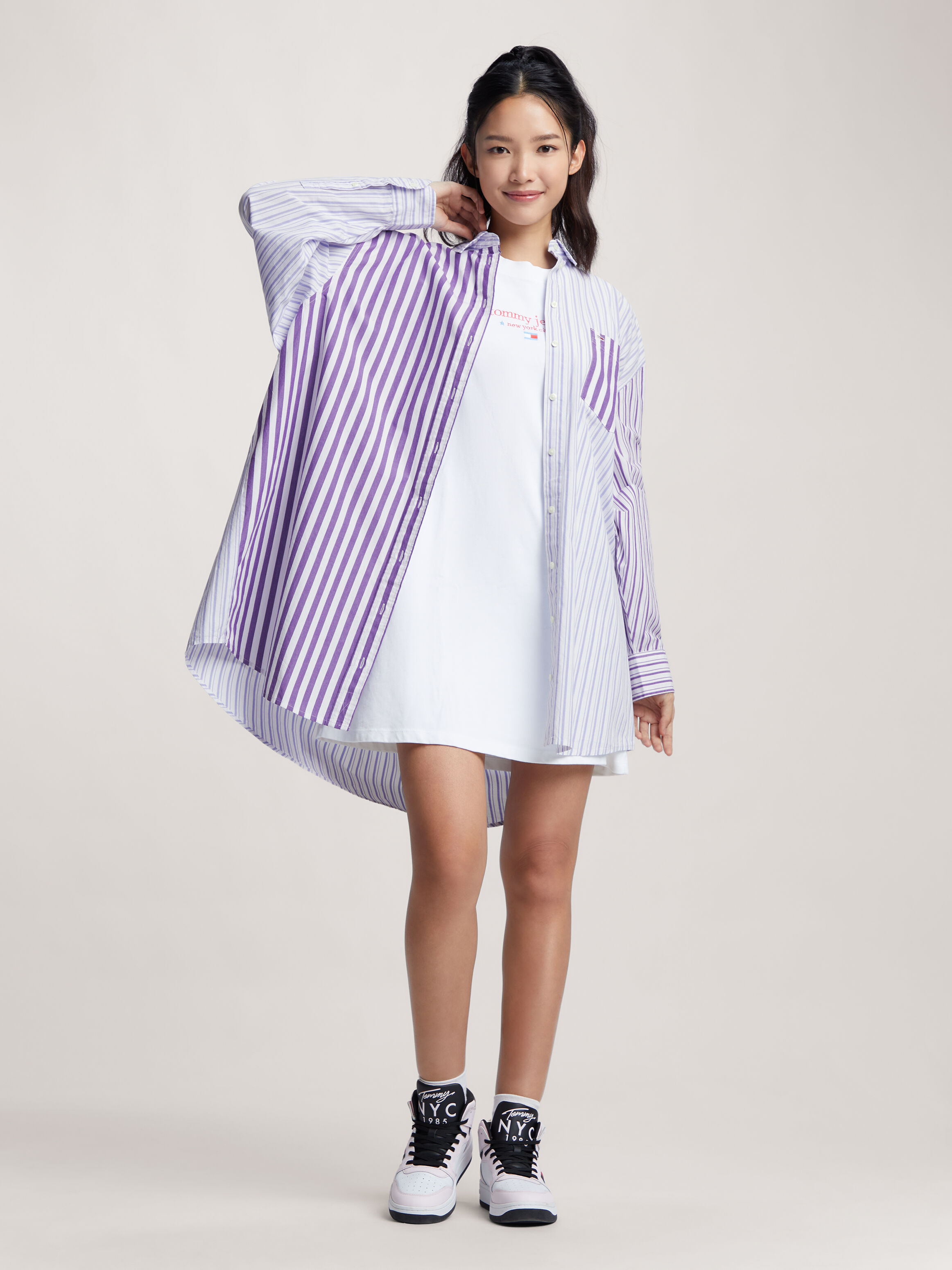 Striped oversized shirt top dress