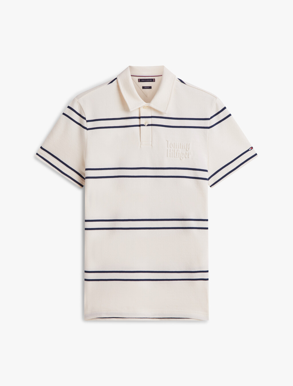 Reverse Terry Embossed Logo Polo, Ivory Petal / Pitch Blue, hi-res