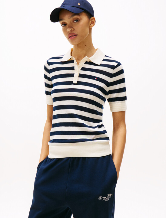 Short Sleeve Polo Collar Jumper