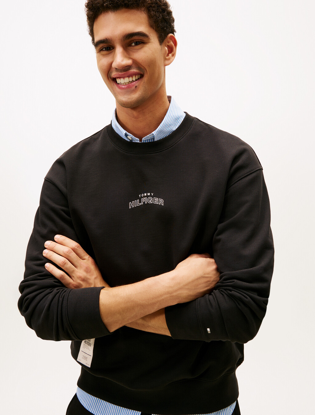 Heavy Twill Crewneck Sweatshirt, Black, hi-res