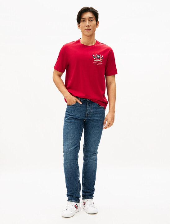 Hilfiger Crest Interlock T-Shirt, Medium Red Hilfiger Crest Interlock T-Shirt