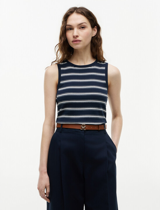 Stripe Slim Crew Neck Tank Top