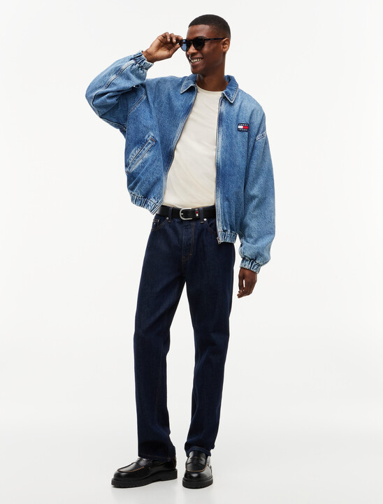 Faded Denim Relaxed Harrington Jacket
