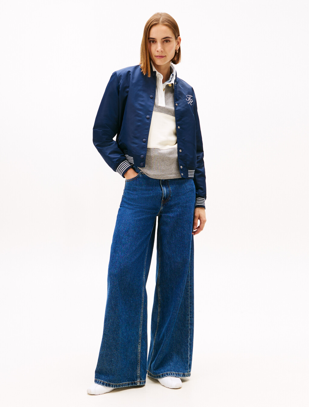 Asia Fit Varsity Bomber Jacket, Dark Night Navy, hi-res