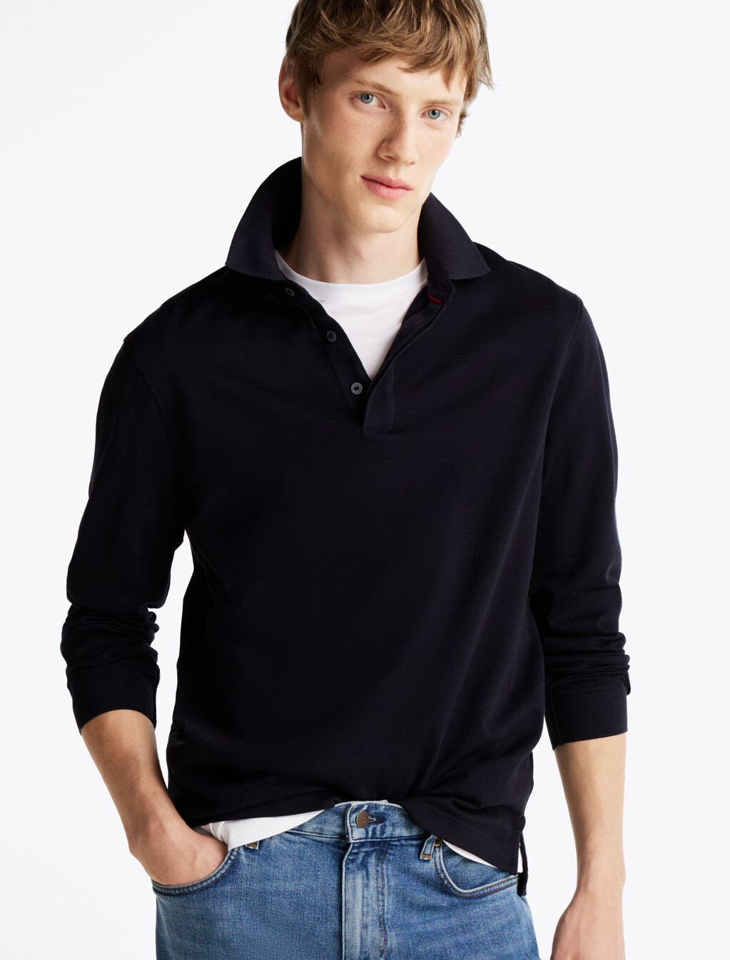 Regular Fit Long Sleeve Polo Shirt, Desert Sky, hi-res