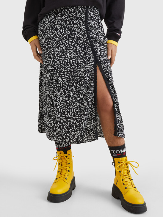 DOODLE PRINT MIDI SKIRT